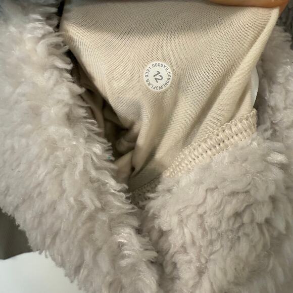 Lululemon Textured Fleece 1/2 Zip Pullover Sweatshirt Jacket Sherpa Cream 12 - Picture 6 of 9